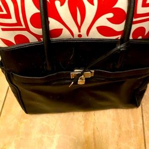 Black leather hand bag